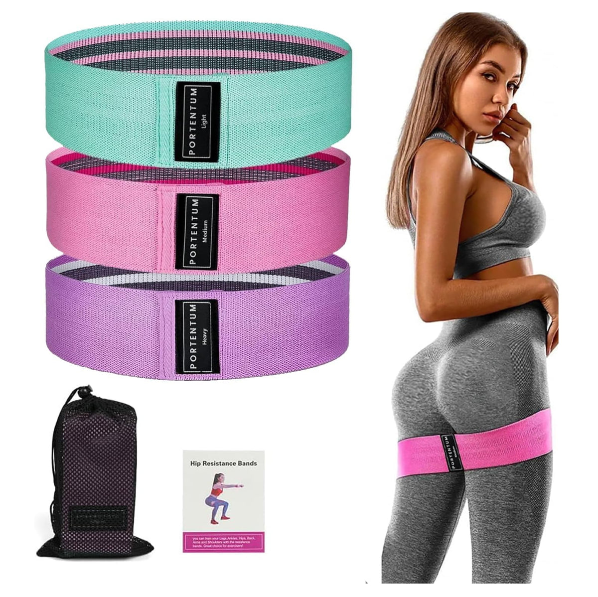 Set x3 bandas de resistencia de tela